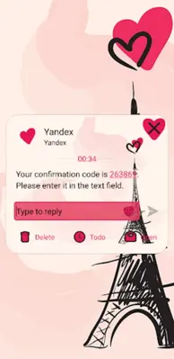 SMS Theme Love Paris - pink android App screenshot 3