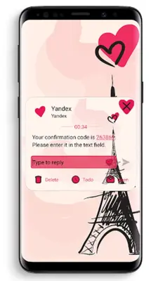 SMS Theme Love Paris - pink android App screenshot 4