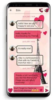 SMS Theme Love Paris - pink android App screenshot 7